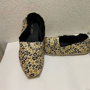Toms Women’s Alpargata Espadrilles size  12 Gold Glitter Cheetah